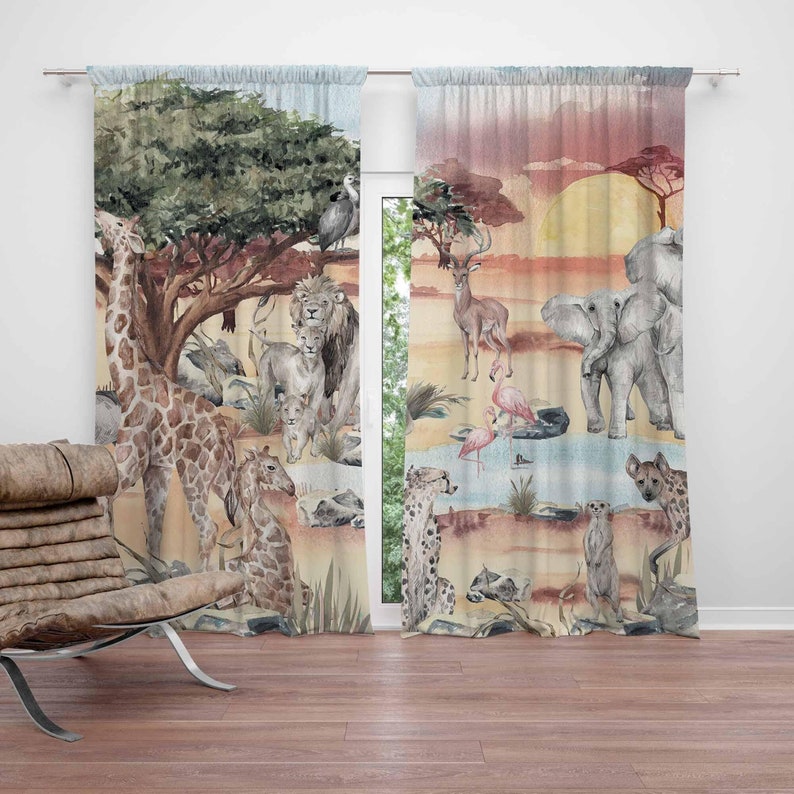 Baby Nursery Hospital - Safari Animals Curtain Kids Bedroom Nursery