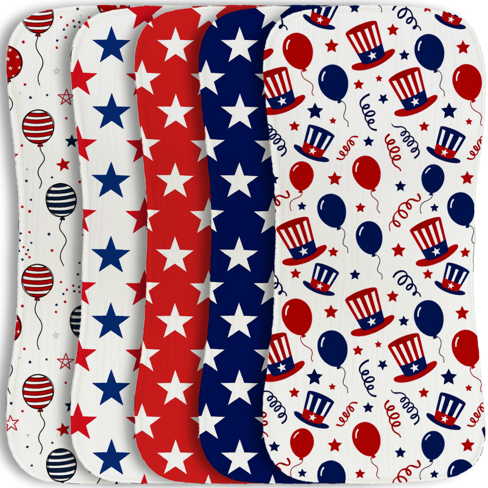 Baby Nursery Themes - 5pc Breathable Muslin Burp Cloths American