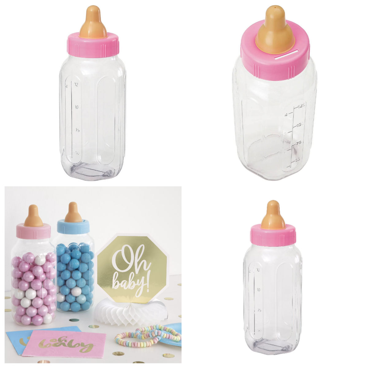 Baby Nursery Pink - 11 Inch Pink Plastic Baby Bottle