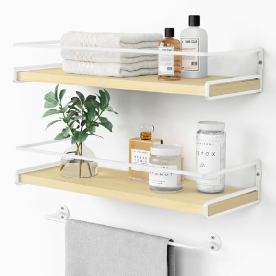 Baby Nursery Shelves - Floating Shelves for Wall with Rail,
