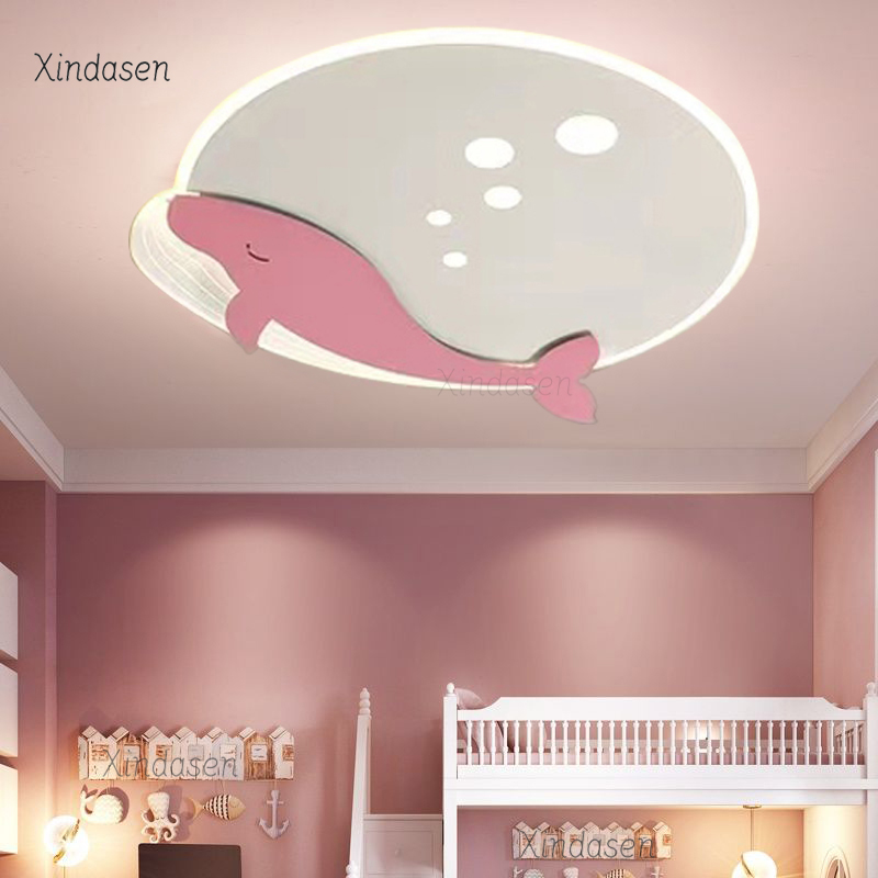 Baby Nursery Pink - Kids Room Ceiling Light Whale Dolphin