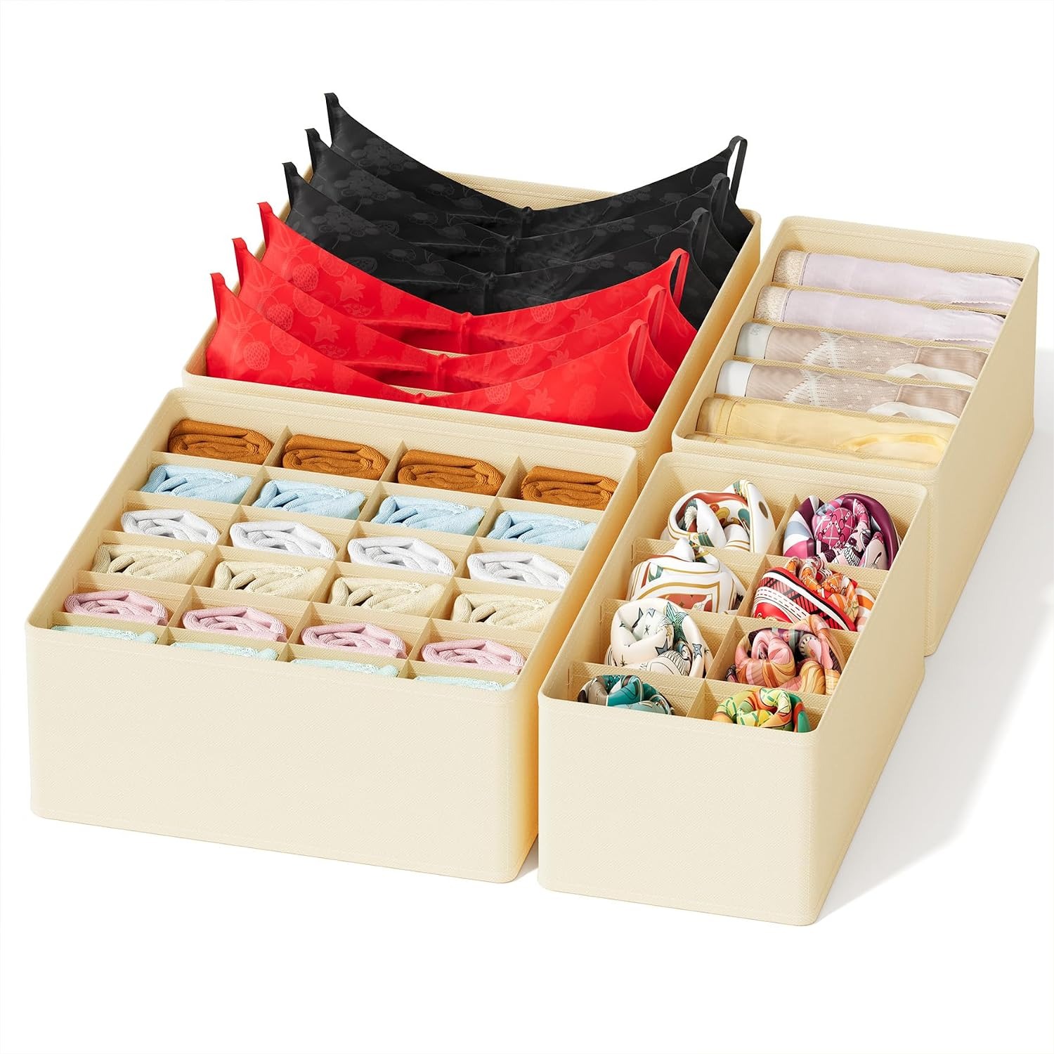 Baby Nursery Organizer - Drawer Organizer 4 Pack with Dividers