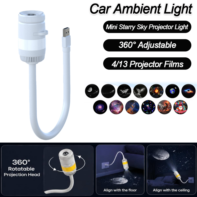 Night Light Projector Stars - NEW Car Ambient Light 2-in-1 Galaxy