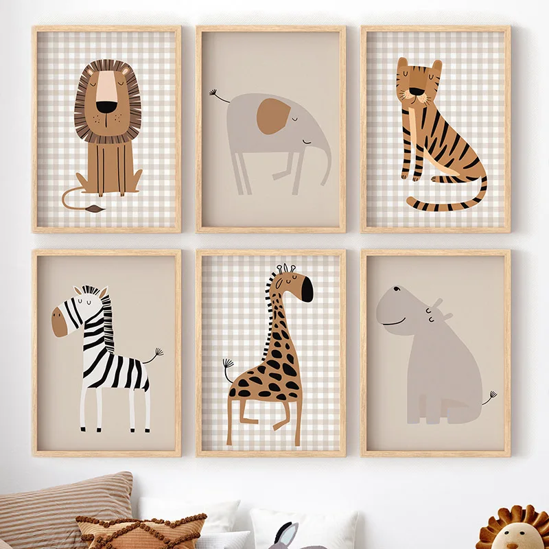 Baby Nursery Elephant - 1PC Frameless Lion Tiger Elephant Giraffe