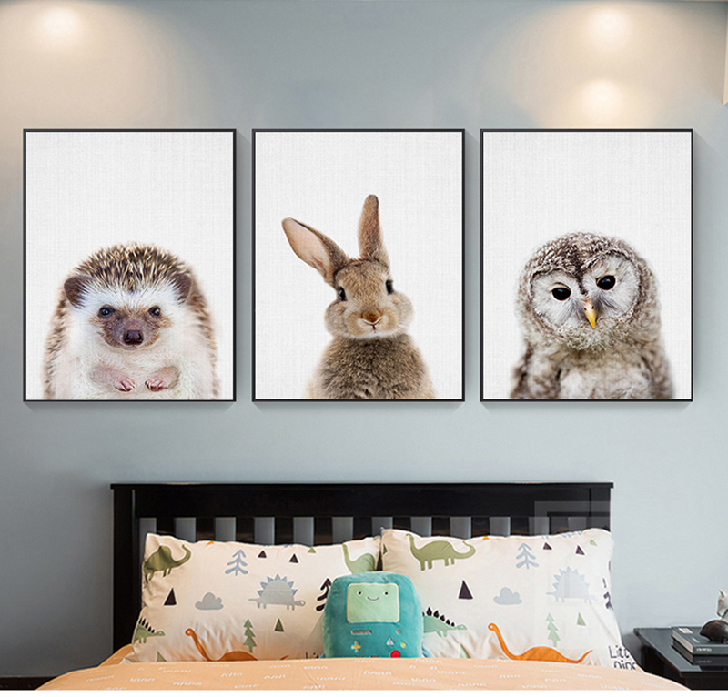 Baby Nursery Elephant - Giraffe Bunny Elephant Canvas Child Poster