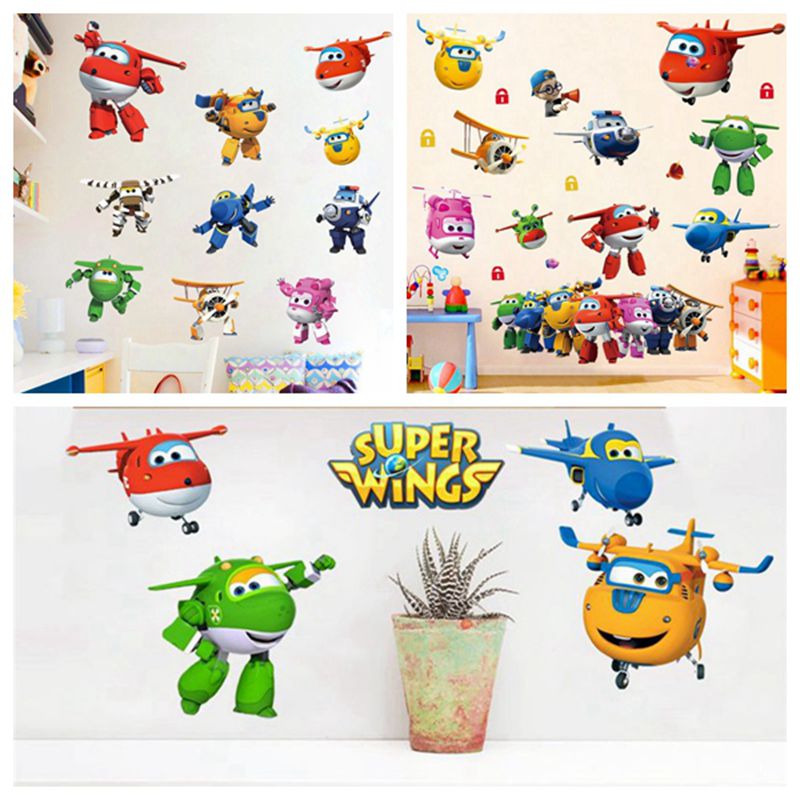 Hot Cartoon Super Wings Deform – обзор и цена Baby Nursery Wallpaper