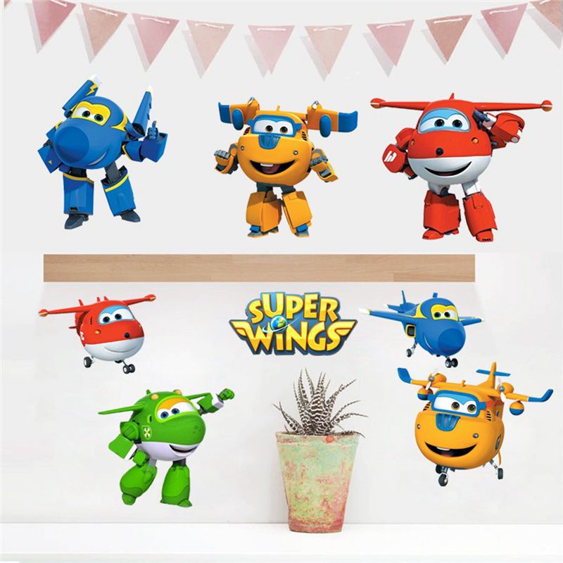 Hot Cartoon Super Wings Deform – обзор и цена Baby Nursery Wallpaper