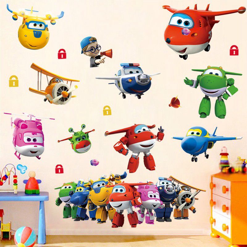 Hot Cartoon Super Wings Deform – обзор и цена Baby Nursery Wallpaper