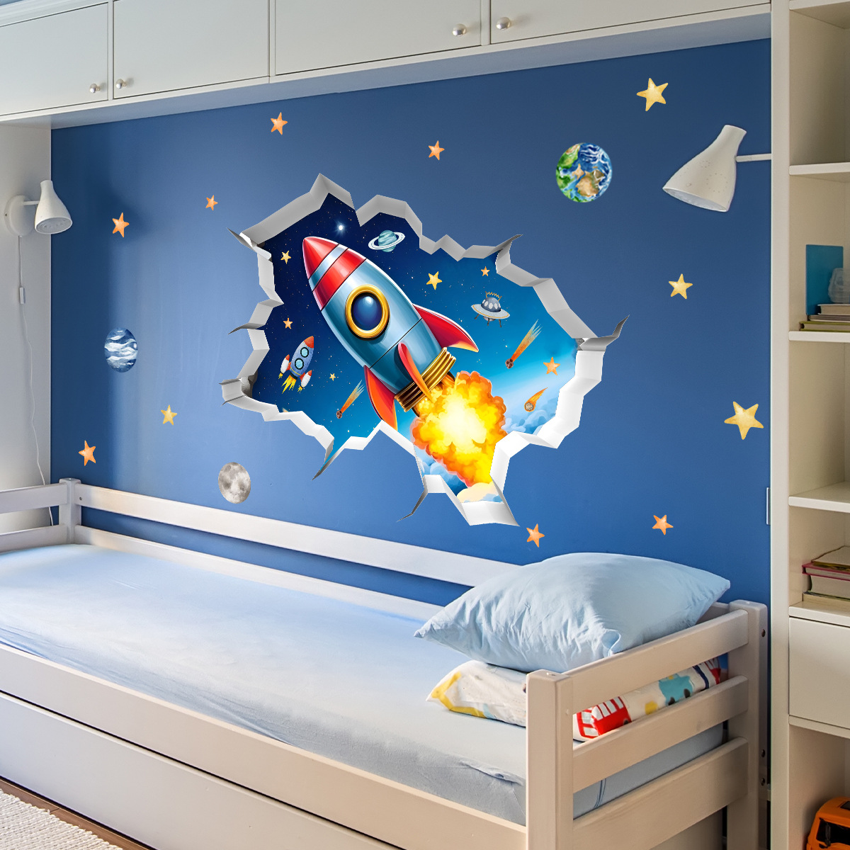3D Universe Rocket Planets Bro – обзор и цена Baby Nursery Wallpaper