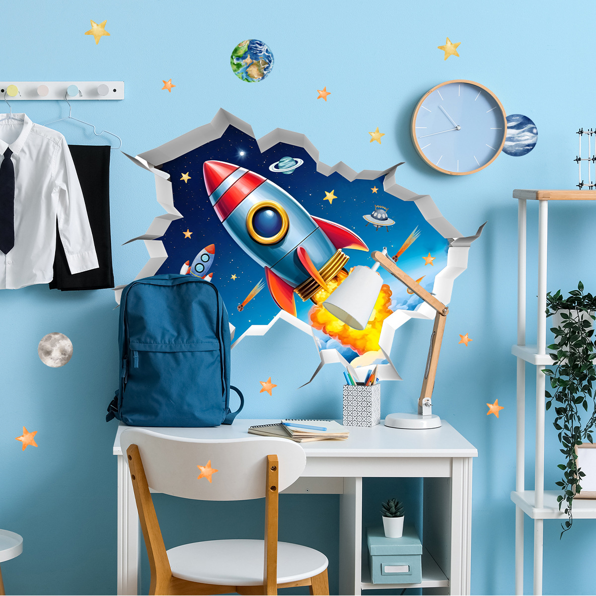 3D Universe Rocket Planets Bro – обзор и цена Baby Nursery Wallpaper