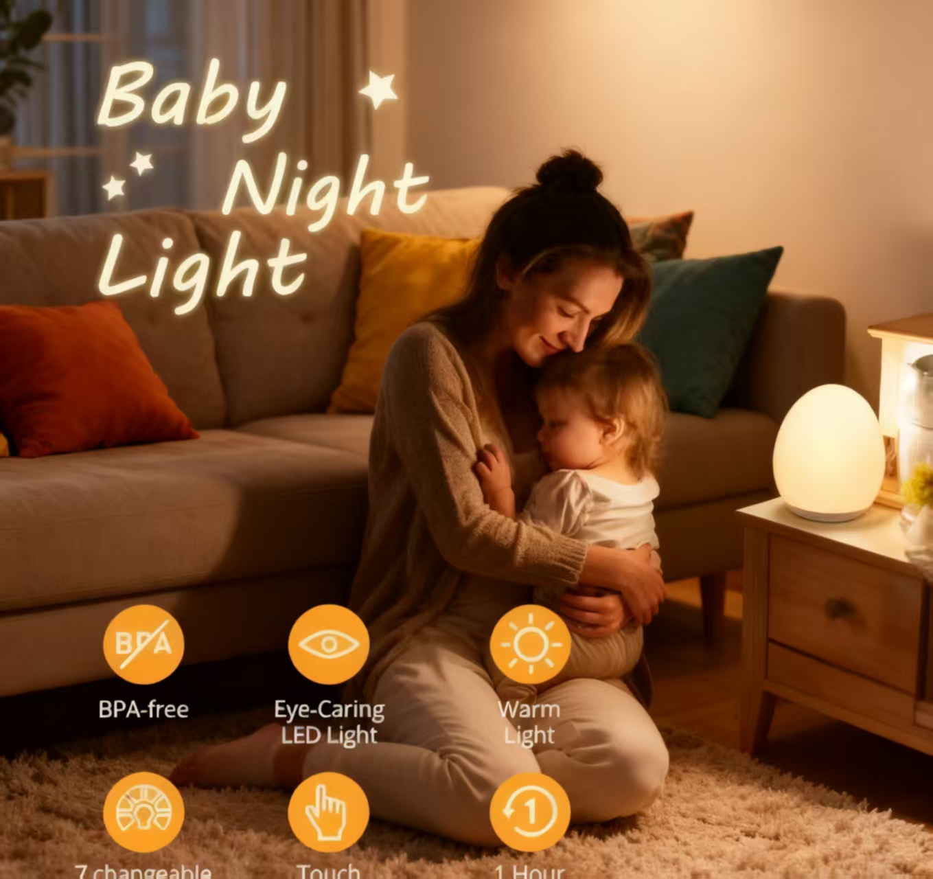 “Egg-Shaped Silicone Night Lig – обзор и цена Baby Nursery Light
