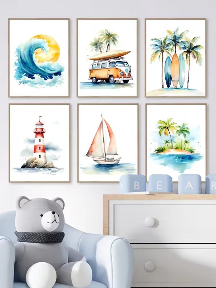 Surf Ocean Themed Nursery Beac – обзор и цена Baby Nursery Themes