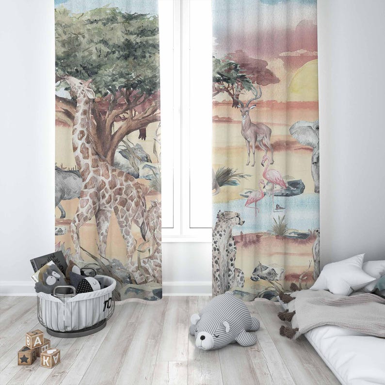 Safari Animals Curtain Kids Be – обзор и цена Baby Nursery Hospital