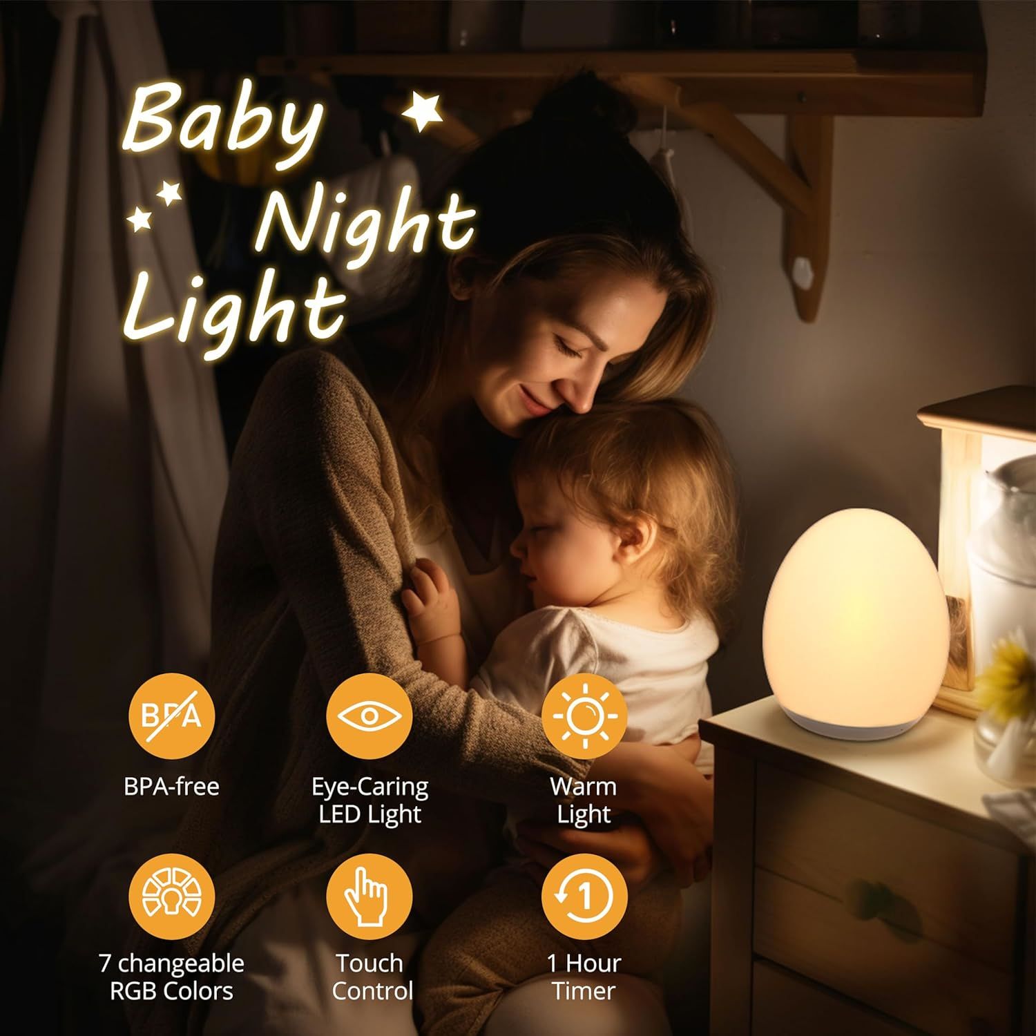LED Dimmable Bedside Lamp Rech – обзор и цена Baby Nursery Egg Light
