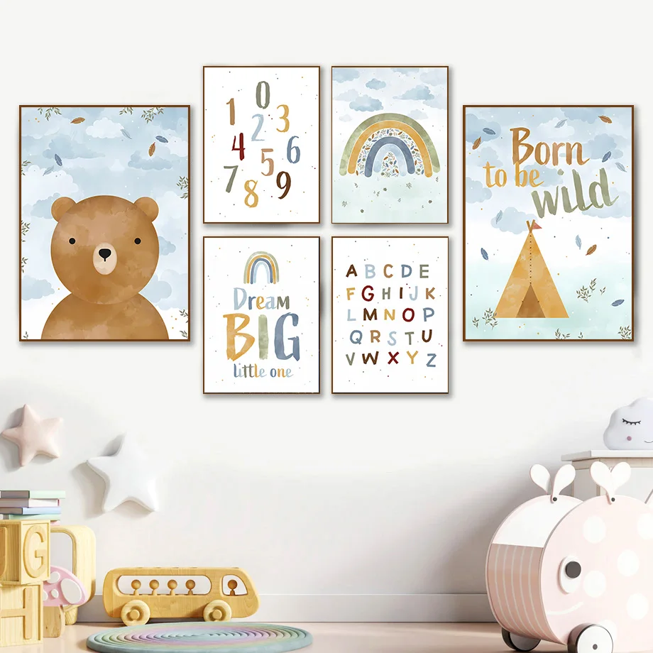 Bear Tent Rainbow Cloud Alphab – обзор и цена Baby Boy Nursery Quotes