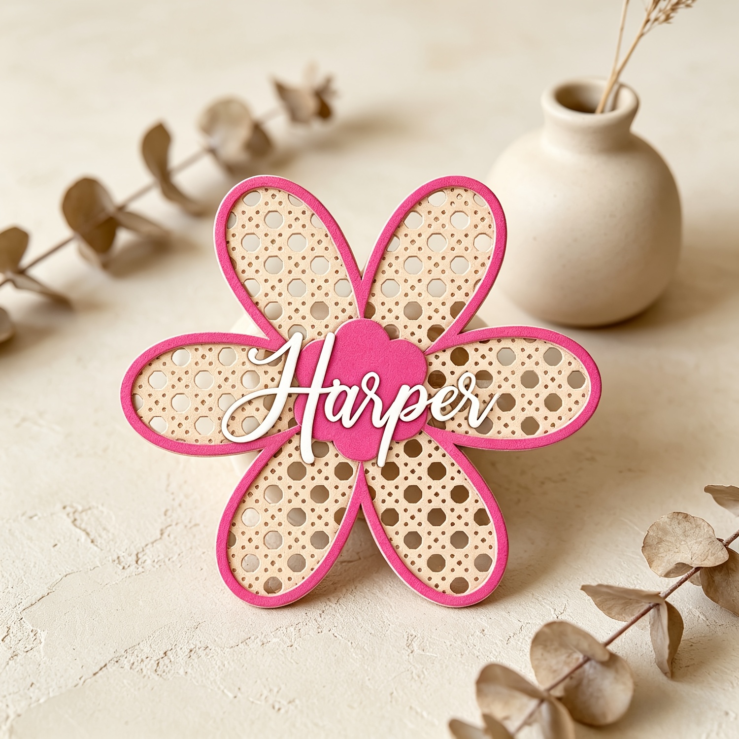 Personalized Boho Rattan Flowe – обзор и цена Baby Nursery Pink