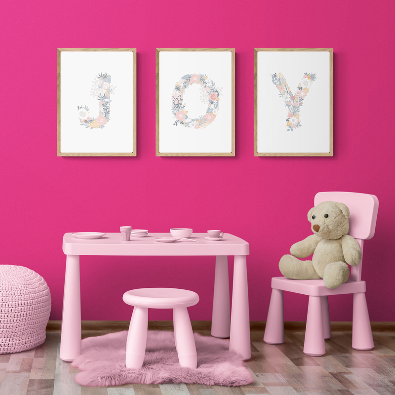 1PC frameless Floral Alphabet  – обзор и цена Baby Nursery Pink