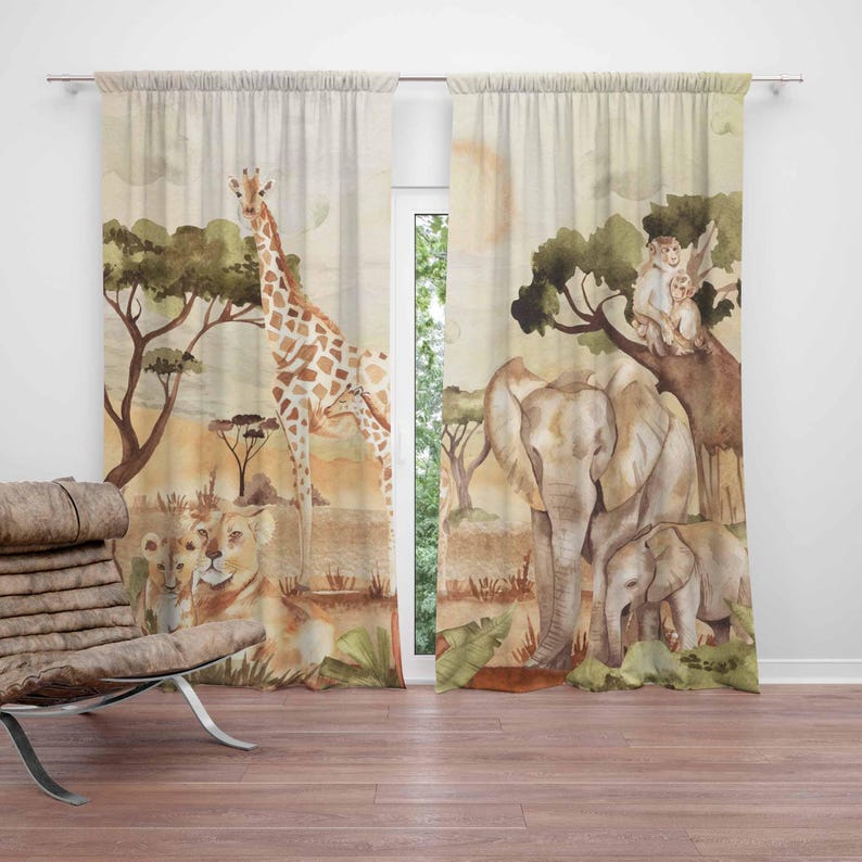 Mom and Baby Curtains Safari A – обзор и цена Baby Nursery Hospital