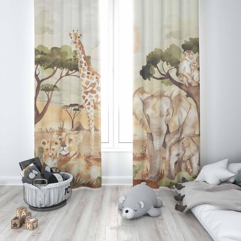 Mom and Baby Curtains Safari A – обзор и цена Baby Nursery Hospital