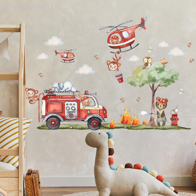 【SSummer10】Cartoon Animal Fire – обзор и цена Baby Nursery Wallpaper