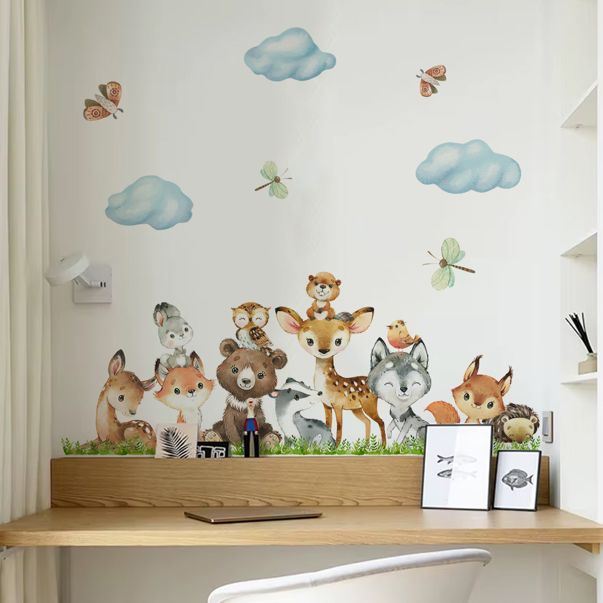 Cartoon Jungle Animals Leaves  – обзор и цена Baby Nursery Wallpaper