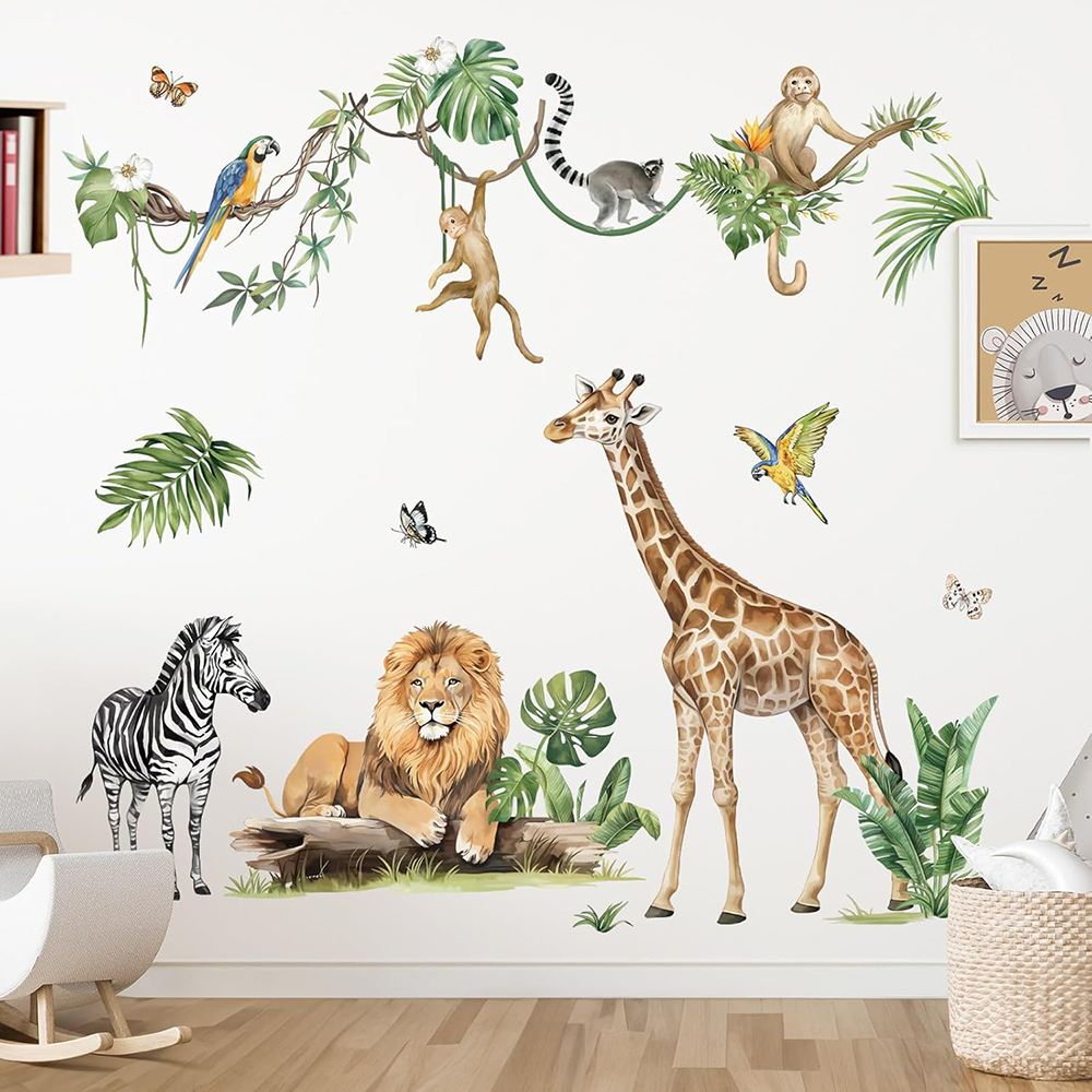 Large Jungle Animal Tropical L – обзор и цена Baby Nursery Wallpaper