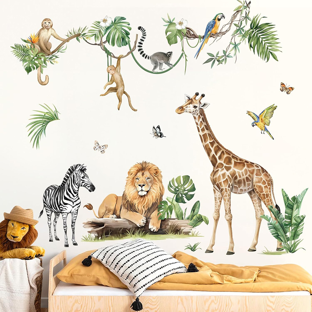 Large Jungle Animal Tropical L – обзор и цена Baby Nursery Wallpaper