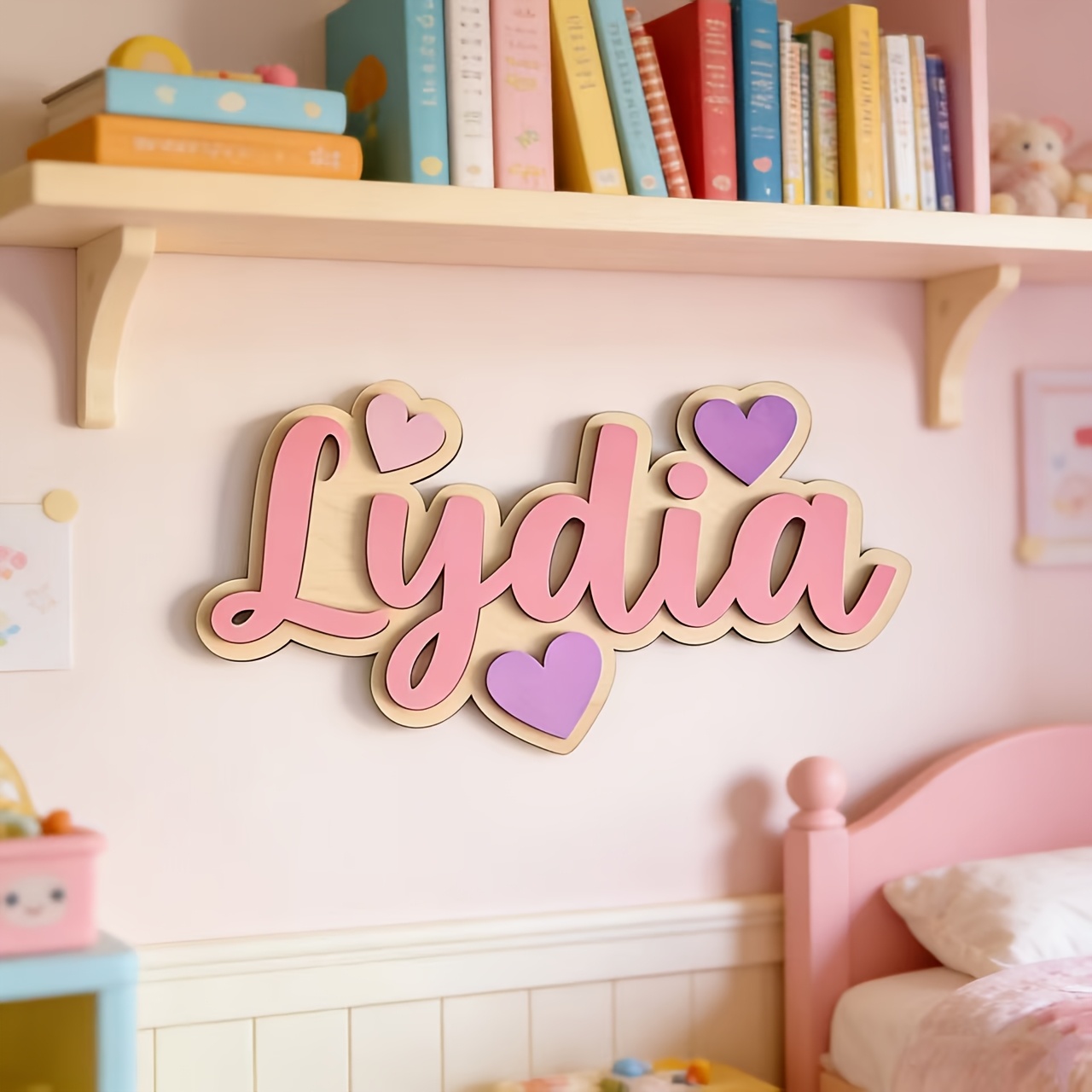 Personalized Gradient Heart Na – обзор и цена Baby Nursery Pink