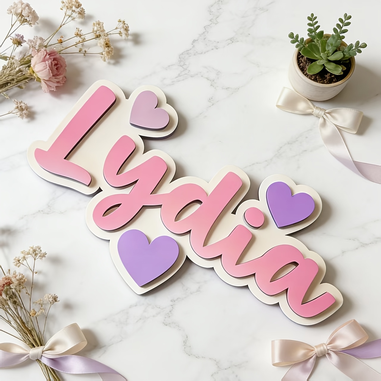 Personalized Gradient Heart Na – обзор и цена Baby Nursery Pink