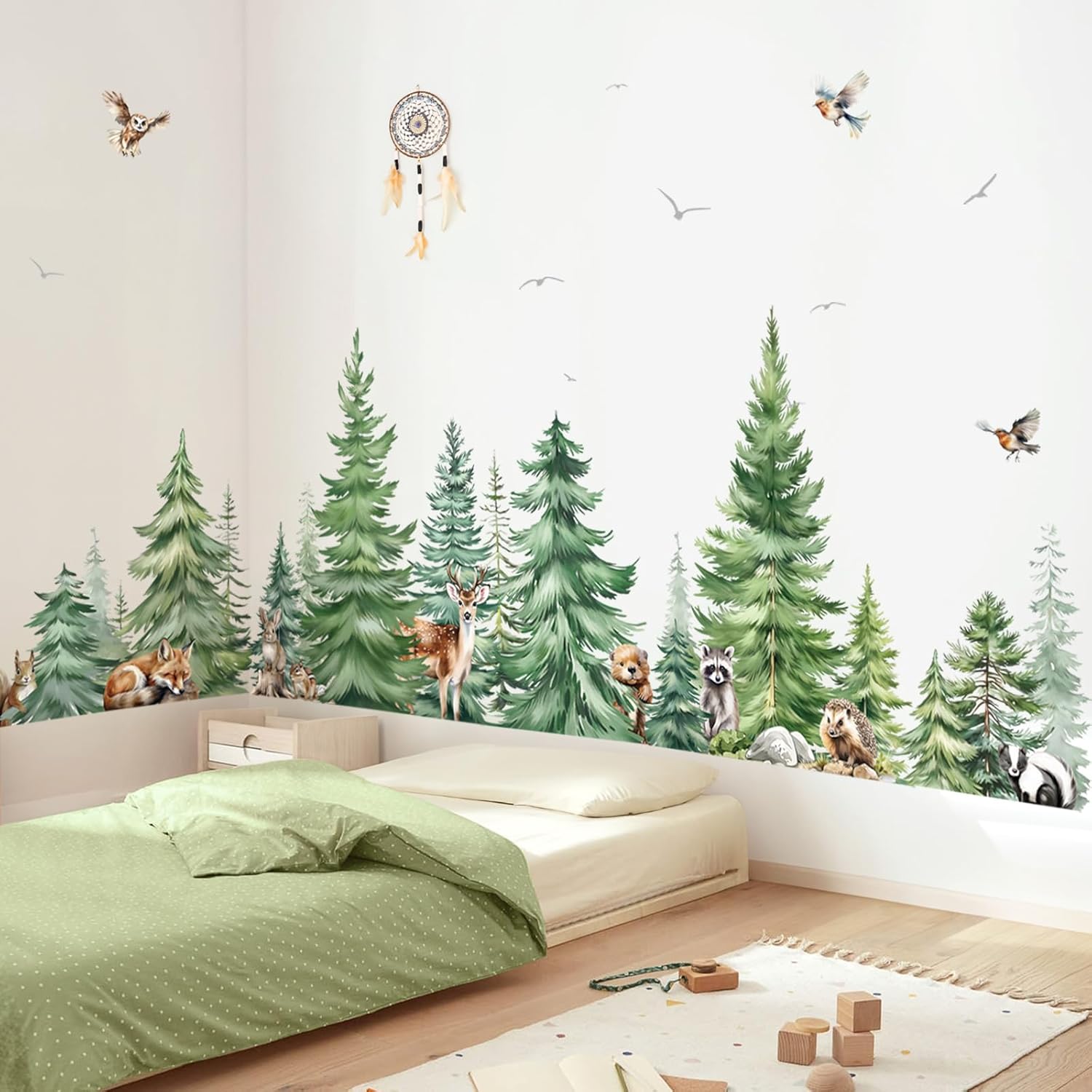 Large Watercolor Pine Tree Ani – обзор и цена Baby Nursery Wallpaper