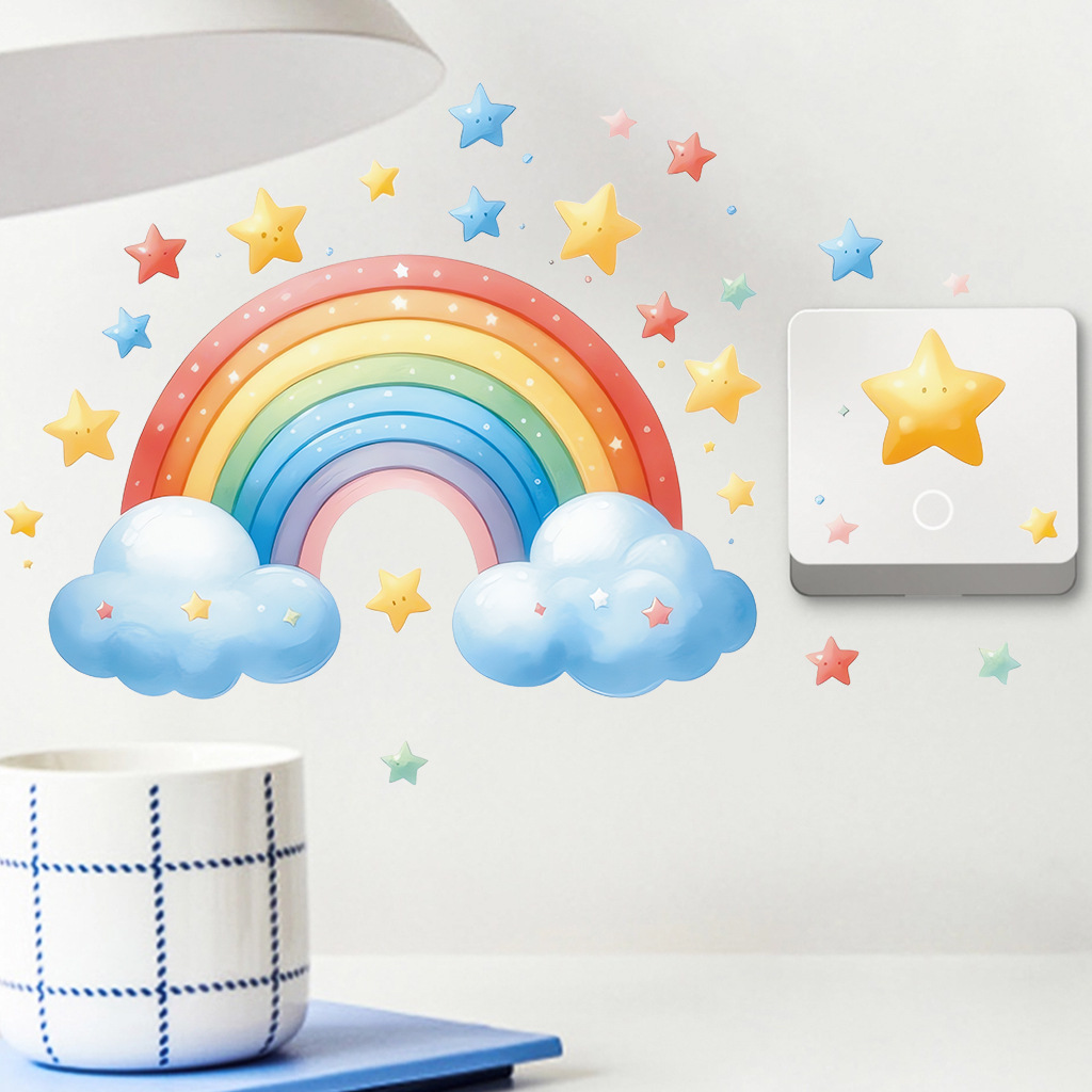 Cartoon Rainbow Luminous Wall  – обзор и цена Baby Nursery Diy