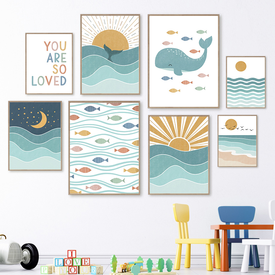 (2D canvas painting)  Fish Wha – обзор и цена Baby Boy Nursery Quotes