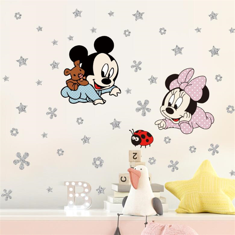 Cartoon Mickey Minnie Mouse Ba – обзор и цена Baby Nursery Wallpaper