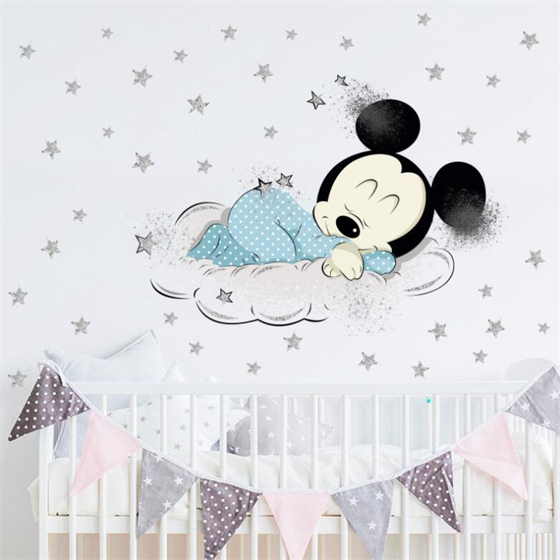 Cartoon Mickey Minnie Mouse Ba – обзор и цена Baby Nursery Wallpaper