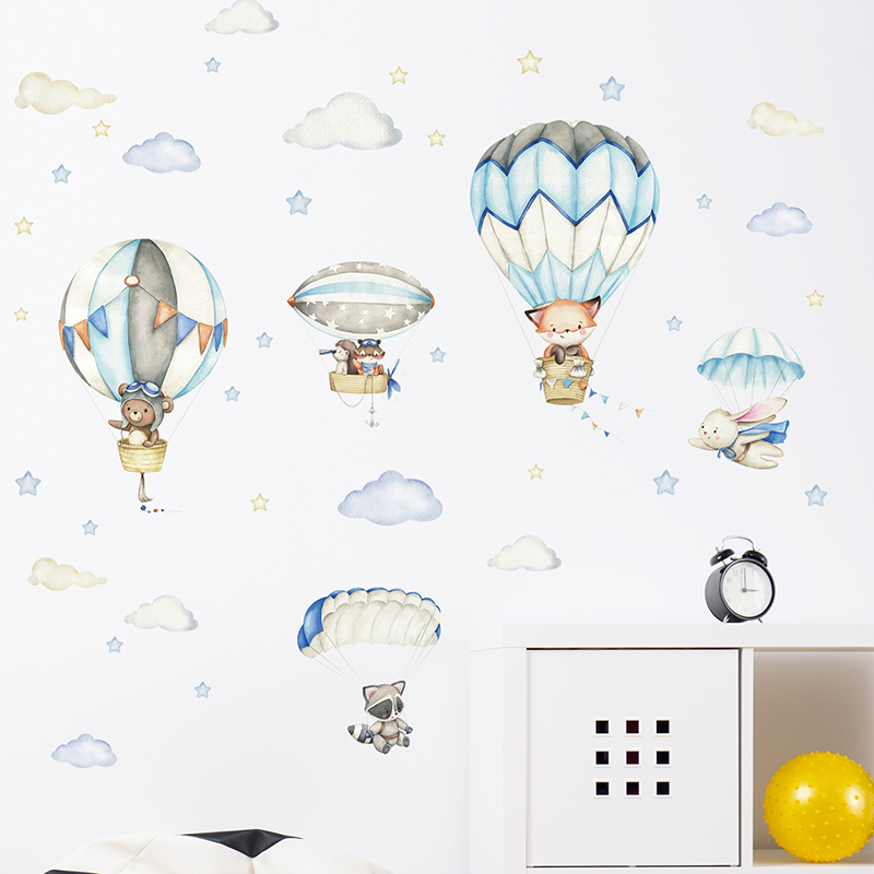 Cartoon Cute Animals Hot Air B – обзор и цена Baby Nursery Wallpaper