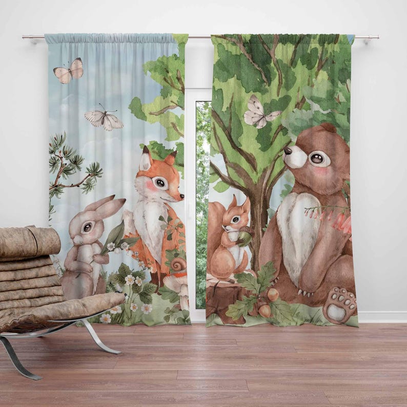 Forest Animals Curtains Kids B – обзор и цена Baby Nursery Youtube