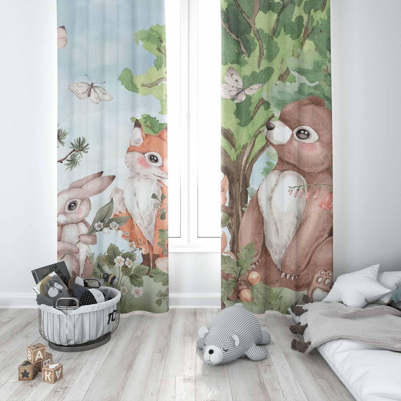 Forest Animals Curtains Kids B – обзор и цена Baby Nursery Youtube