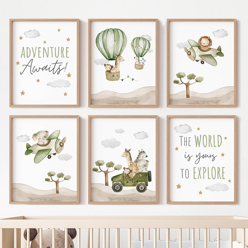 Hot Air Balloon Animals Poster – обзор и цена Baby Nursery Elephant