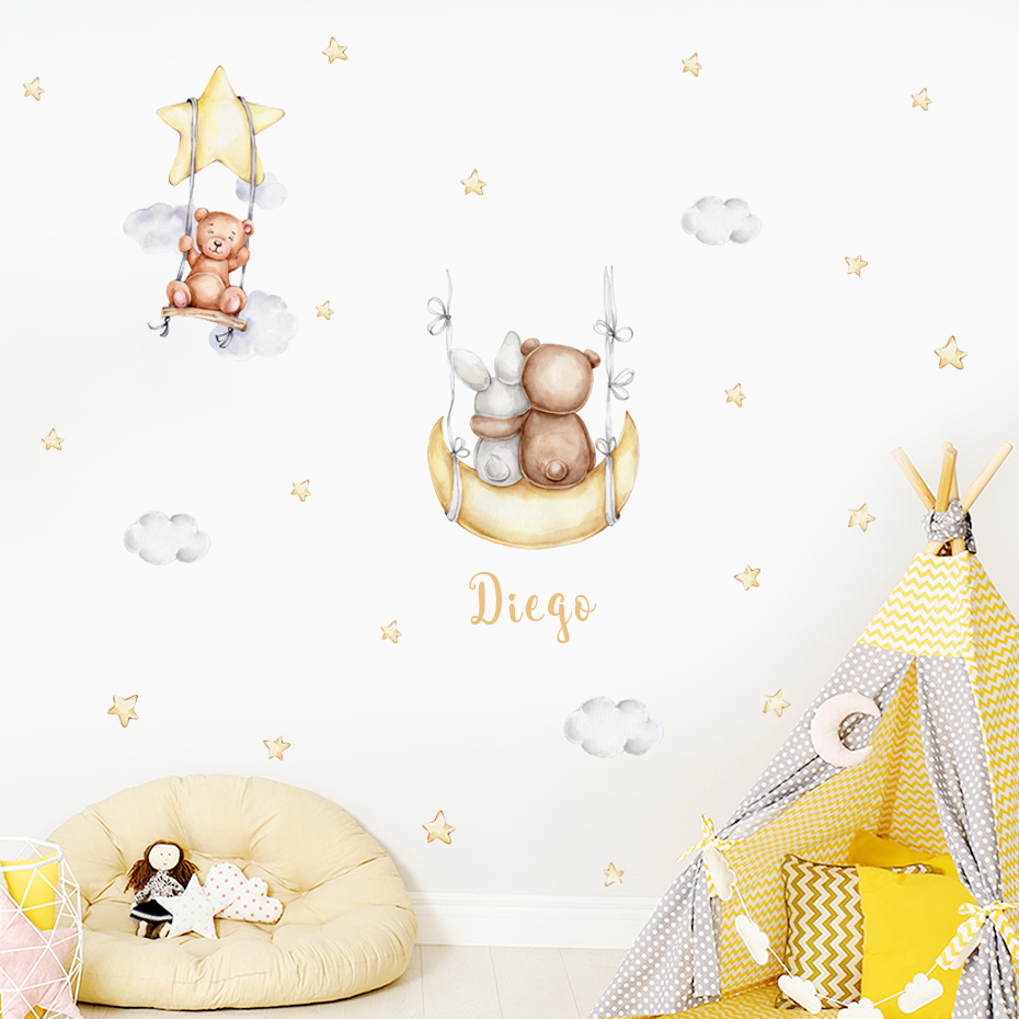 Custom Baby Name Bear Balloons – обзор и цена Baby Nursery Wallpaper