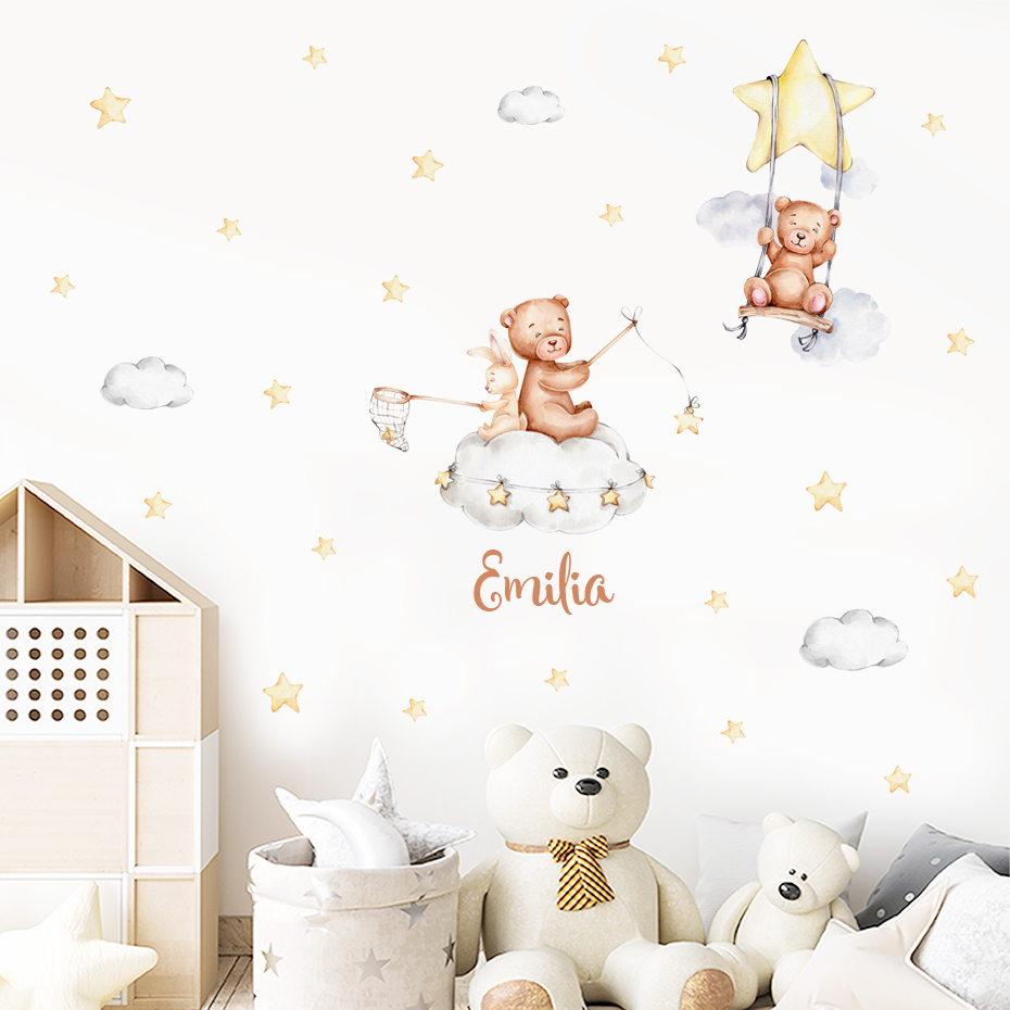 Custom Baby Name Bear Balloons – обзор и цена Baby Nursery Wallpaper