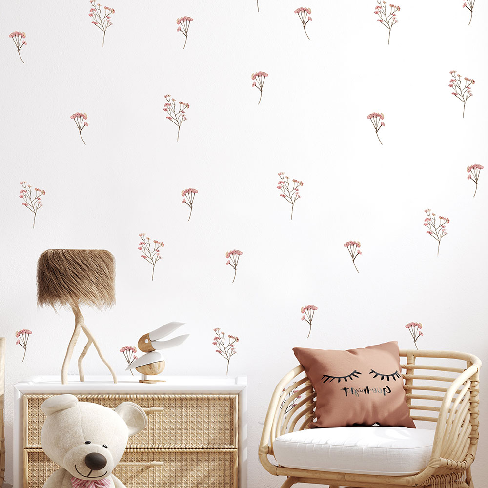 Pink  Watercolor Flower Wall S – обзор и цена Baby Nursery Pink