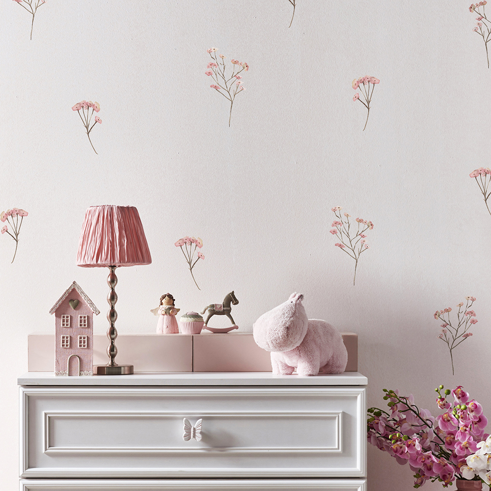 Pink  Watercolor Flower Wall S – обзор и цена Baby Nursery Pink