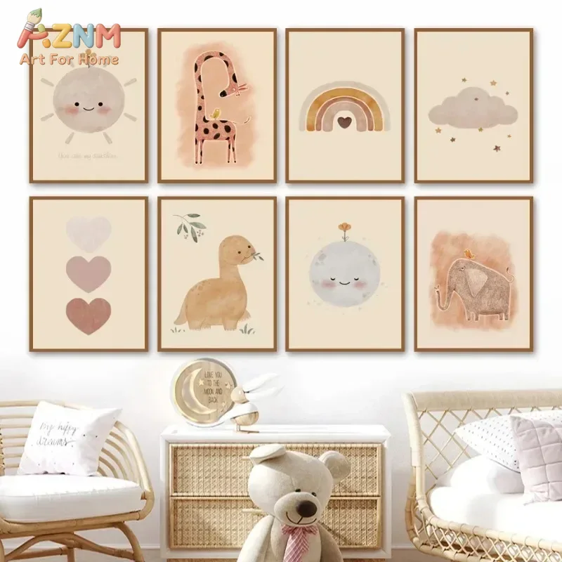 AZNM Neutral Watercolor Dinosa – обзор и цена Baby Nursery Elephant