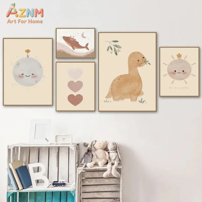 AZNM Neutral Watercolor Dinosa – обзор и цена Baby Nursery Elephant