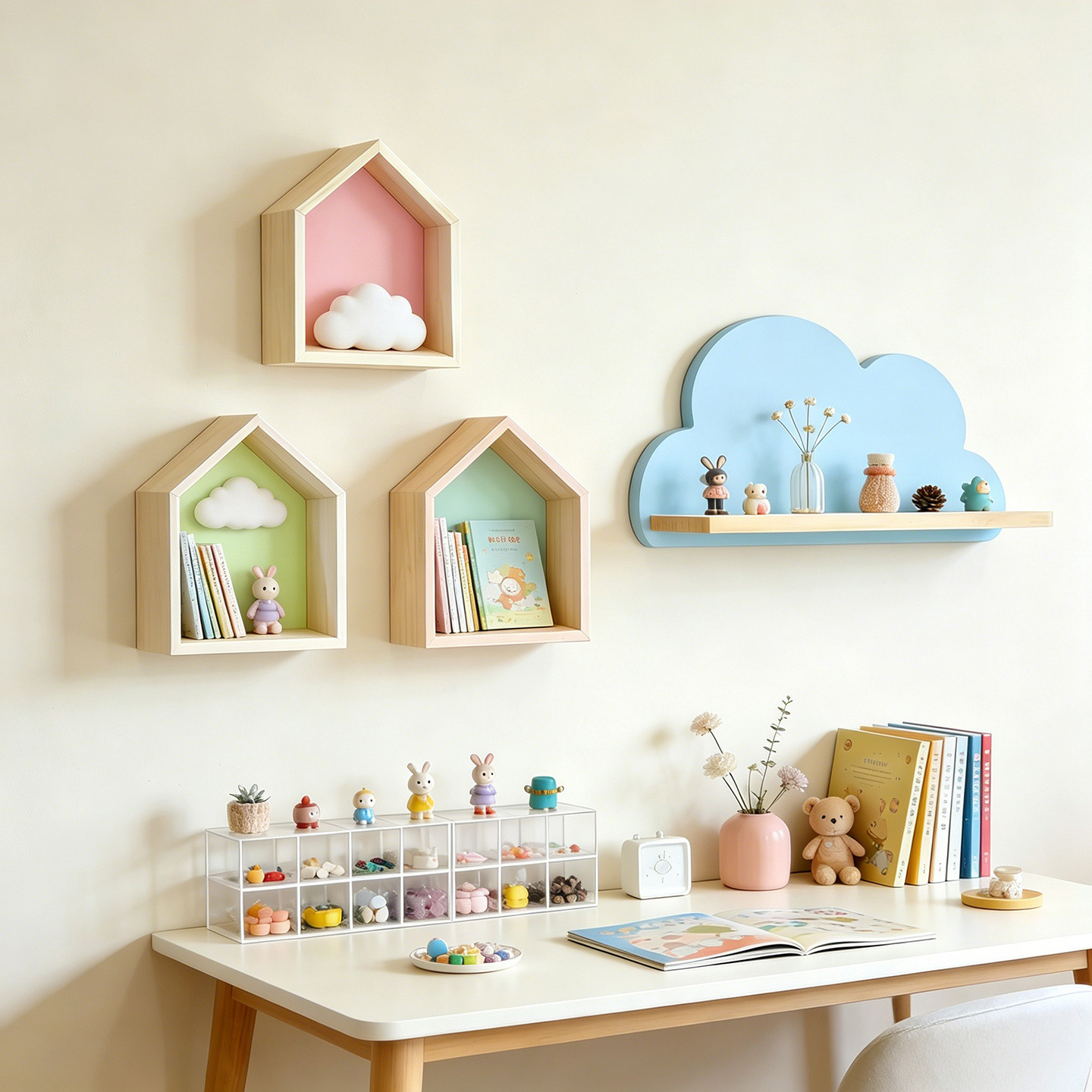 Cute Cloud Shaped Solid Wood F – обзор и цена Baby Nursery Shelves
