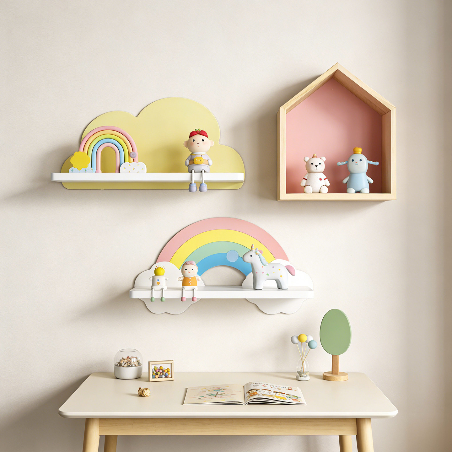 Cute Cloud Shaped Solid Wood F – обзор и цена Baby Nursery Shelves