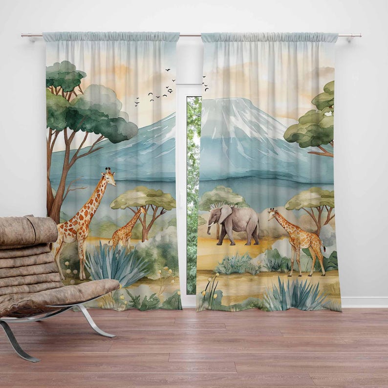 Safari Animals Kids Curtains B – обзор и цена Baby Nursery Hospital