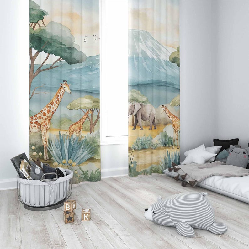 Safari Animals Kids Curtains B – обзор и цена Baby Nursery Hospital