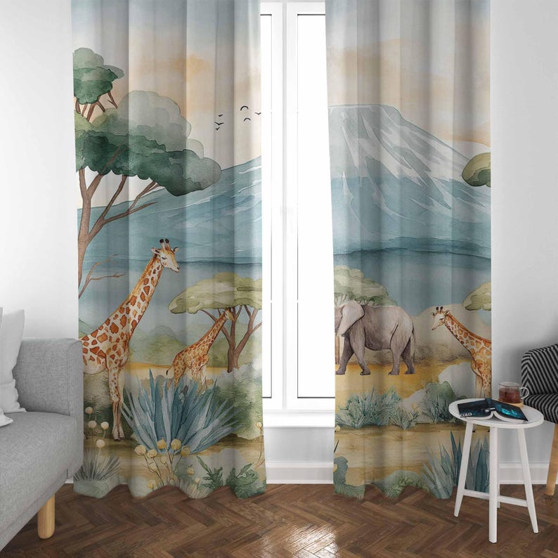 Safari Animals Kids Curtains B – обзор и цена Baby Nursery Hospital