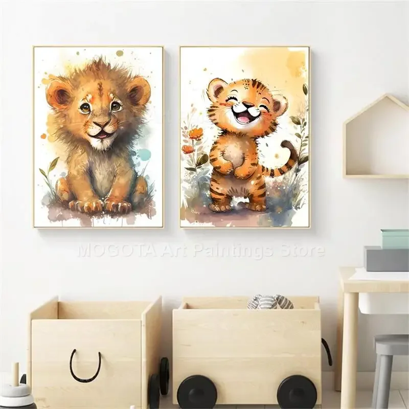 Watercolor Lion Giraffe Tiger  – обзор и цена Baby Nursery Elephant